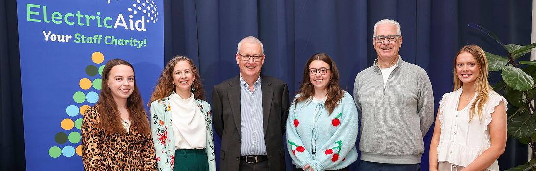 Left to Right - Rachel Tracey, Orla Burke, Adrian Kelly, Aoibheann Giblin, Michael Carroll, Molly Fitzpatrick. CSR team members with ElectricAid committee members, officers and trustees.